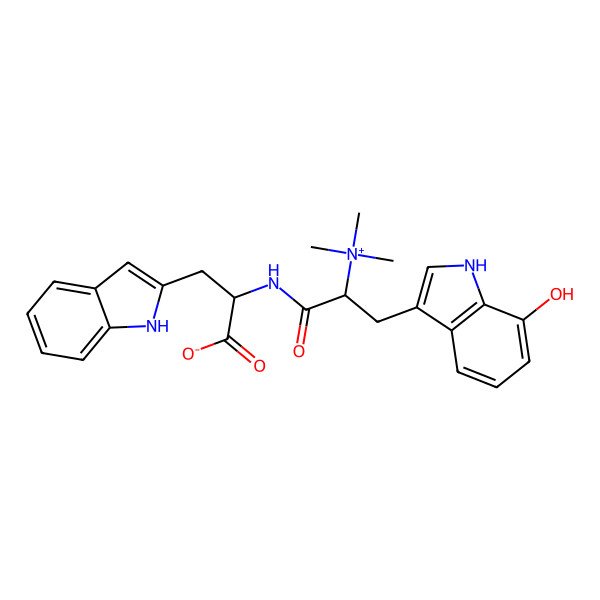 2D Structure of (2S)-2-[[(2S)-3-(7-hydroxy-1H-indol-3-yl)-2-(trimethylazaniumyl)propanoyl]amino]-3-(1H-indol-2-yl)propanoate