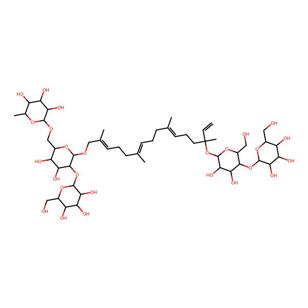2D Structure of 2-[[6-[14-[3,4-Dihydroxy-6-(hydroxymethyl)-5-[3,4,5-trihydroxy-6-(hydroxymethyl)oxan-2-yl]oxyoxan-2-yl]oxy-2,6,10,14-tetramethylhexadeca-2,6,10,15-tetraenoxy]-3,4-dihydroxy-5-[3,4,5-trihydroxy-6-(hydroxymethyl)oxan-2-yl]oxyoxan-2-yl]methoxy]-6-methyloxane-3,4,5-triol
