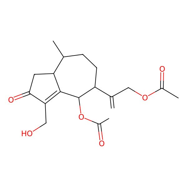 2D Structure of 2-[(4R,5S,8R,8aR)-4-acetyloxy-3-(hydroxymethyl)-8-methyl-2-oxo-4,5,6,7,8,8a-hexahydro-1H-azulen-5-yl]prop-2-enyl acetate