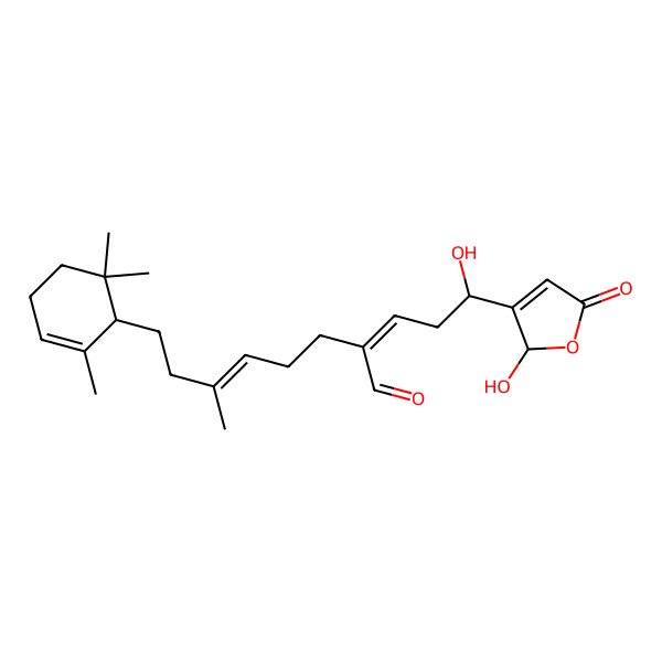 2D Structure of (E,2Z)-2-[(3R)-3-hydroxy-3-(2-hydroxy-5-oxo-2H-furan-3-yl)propylidene]-6-methyl-8-(2,6,6-trimethylcyclohex-2-en-1-yl)oct-5-enal