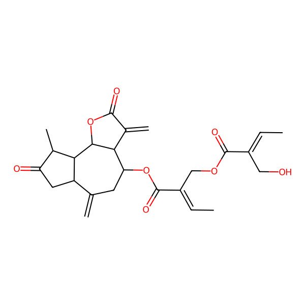 2D Structure of 2-[(9-Methyl-3,6-dimethylidene-2,8-dioxo-3a,4,5,6a,7,9,9a,9b-octahydroazuleno[4,5-b]furan-4-yl)oxycarbonyl]but-2-enyl 2-(hydroxymethyl)but-2-enoate