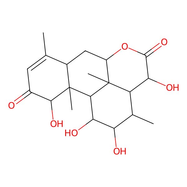 2D Structure of 3,12,15,16-Tetrahydroxy-2,6,14,17-tetramethyl-10-oxatetracyclo[7.7.1.02,7.013,17]heptadec-5-ene-4,11-dione