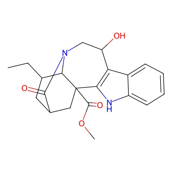 2D Structure of methyl (1S,15R,17S,18S)-17-ethyl-11-hydroxy-14-oxo-3,13-diazapentacyclo[13.3.1.02,10.04,9.013,18]nonadeca-2(10),4,6,8-tetraene-1-carboxylate