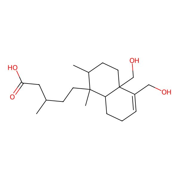 2D Structure of (3R)-5-[(1S,2R,4aS,8aR)-4a,5-bis(hydroxymethyl)-1,2-dimethyl-2,3,4,7,8,8a-hexahydronaphthalen-1-yl]-3-methylpentanoic acid