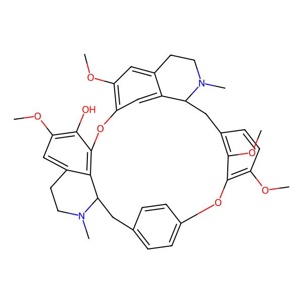 2D Structure of (1S,14S)-6,20,25,36-tetramethoxy-15,30-dimethyl-8,23-dioxa-15,30-diazaheptacyclo[22.6.2.29,12.13,7.114,18.027,31.022,33]hexatriaconta-3(36),4,6,9(35),10,12(34),18,20,22(33),24,26,31-dodecaen-21-ol