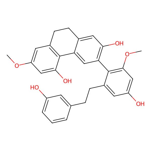 2D Structure of 3-[4-Hydroxy-2-[2-(3-hydroxyphenyl)ethyl]-6-methoxyphenyl]-7-methoxy-9,10-dihydrophenanthrene-2,5-diol