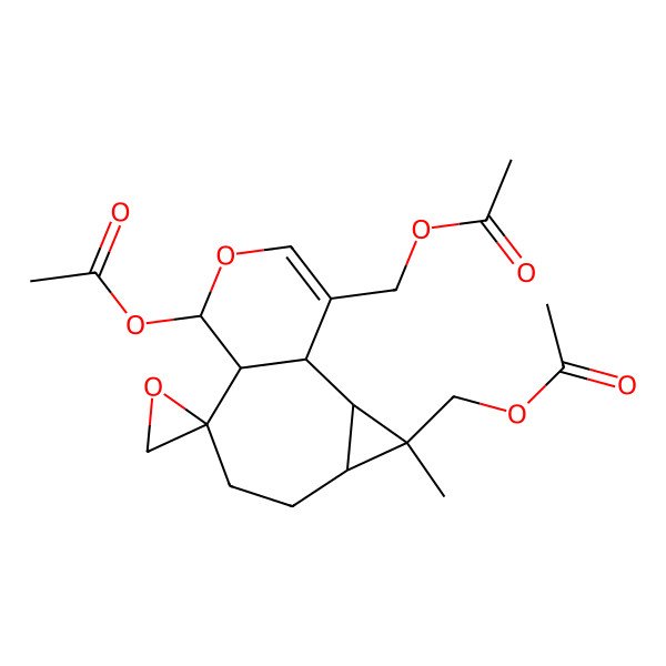 2D Structure of [(1R,2S,3S,4S,7S,8R,9R)-9-acetyloxy-3-(acetyloxymethyl)-3-methylspiro[10-oxatricyclo[6.4.0.02,4]dodec-11-ene-7,2'-oxirane]-12-yl]methyl acetate