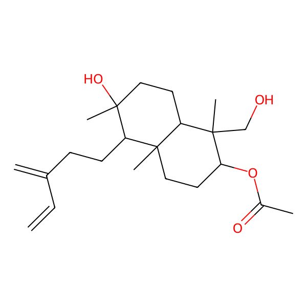 2D Structure of [6-hydroxy-1-(hydroxymethyl)-1,4a,6-trimethyl-5-(3-methylidenepent-4-enyl)-3,4,5,7,8,8a-hexahydro-2H-naphthalen-2-yl] acetate