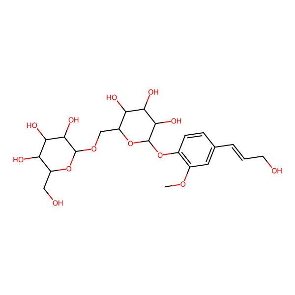 2D Structure of (2R,3S,4S,5R,6R)-2-(hydroxymethyl)-6-[[(2R,3S,4S,5R,6S)-3,4,5-trihydroxy-6-[4-[(E)-3-hydroxyprop-1-enyl]-2-methoxyphenoxy]oxan-2-yl]methoxy]oxane-3,4,5-triol
