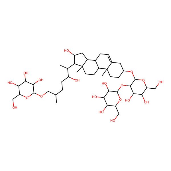 2D Structure of 2-[6-[3-[4,5-dihydroxy-6-(hydroxymethyl)-3-[3,4,5-trihydroxy-6-(hydroxymethyl)oxan-2-yl]oxyoxan-2-yl]oxy-16-hydroxy-10,13-dimethyl-2,3,4,7,8,9,11,12,14,15,16,17-dodecahydro-1H-cyclopenta[a]phenanthren-17-yl]-5-hydroxy-2-methylheptoxy]-6-(hydroxymethyl)oxane-3,4,5-triol