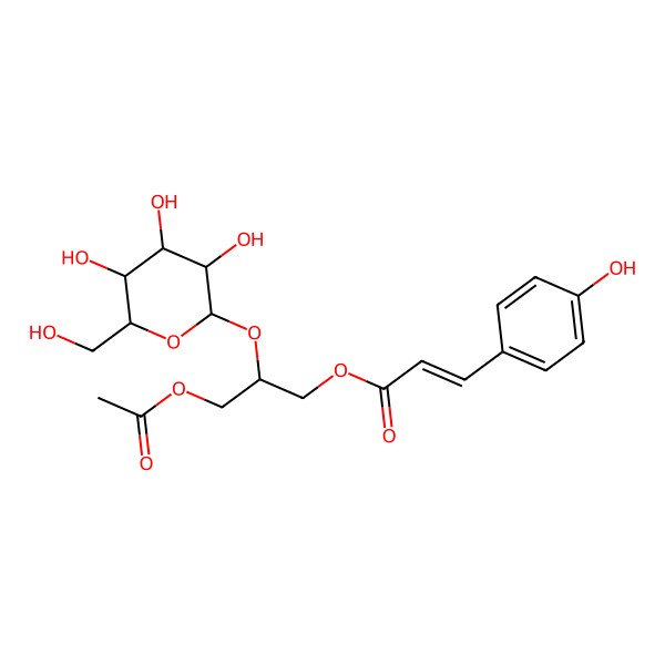 2D Structure of [(2R)-3-acetyloxy-2-[(2R,3R,4S,5S,6R)-3,4,5-trihydroxy-6-(hydroxymethyl)oxan-2-yl]oxypropyl] (E)-3-(4-hydroxyphenyl)prop-2-enoate