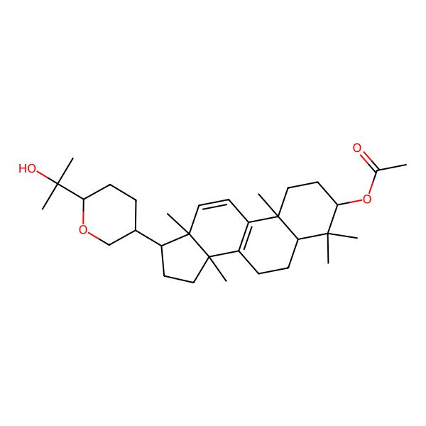 2D Structure of [17-[6-(2-hydroxypropan-2-yl)oxan-3-yl]-4,4,10,13,14-pentamethyl-2,3,5,6,7,15,16,17-octahydro-1H-cyclopenta[a]phenanthren-3-yl] acetate