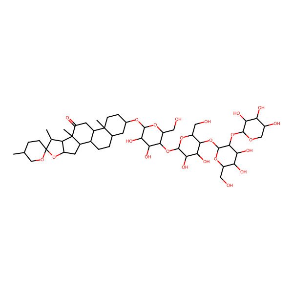 2D Structure of Spirostan-12-one, 3-[(O-beta-D-xylopyranosyl-(1-->2)-O-beta-D-glucopyranosyl-(1-->4)-O-beta-D-glucopyranosyl-(1-->4)-beta-D-galactopyranosyl)oxy]-, (3beta,5alpha,25R)-