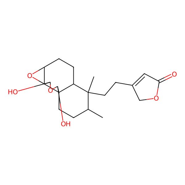 2D Structure of 3-[2-(2,4-dihydroxy-11,12-dimethyl-3,6-dioxatetracyclo[8.4.0.01,5.05,7]tetradecan-11-yl)ethyl]-2H-furan-5-one