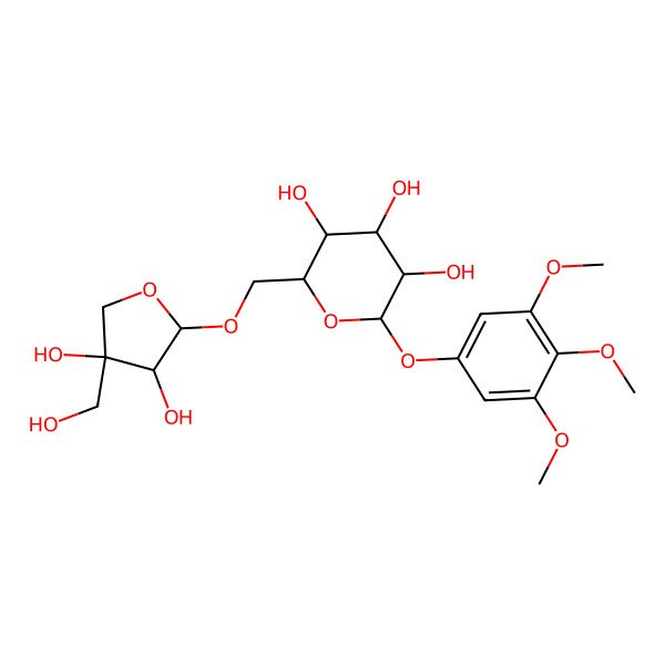 2D Structure of 2-[[3,4-Dihydroxy-4-(hydroxymethyl)oxolan-2-yl]oxymethyl]-6-(3,4,5-trimethoxyphenoxy)oxane-3,4,5-triol