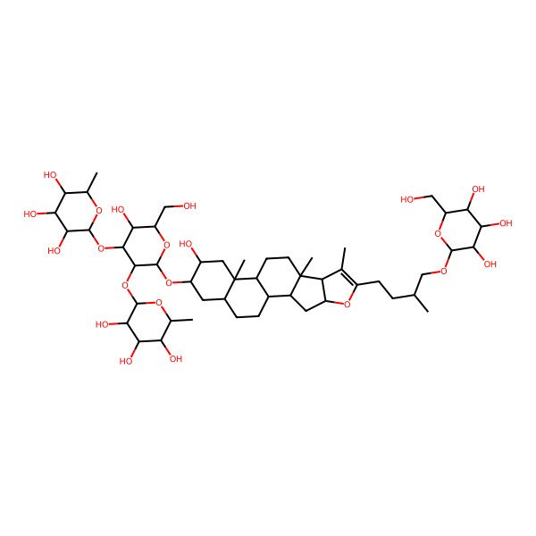 2D Structure of 2-[3-Hydroxy-2-(hydroxymethyl)-6-[[15-hydroxy-7,9,13-trimethyl-6-[3-methyl-4-[3,4,5-trihydroxy-6-(hydroxymethyl)oxan-2-yl]oxybutyl]-5-oxapentacyclo[10.8.0.02,9.04,8.013,18]icos-6-en-16-yl]oxy]-5-(3,4,5-trihydroxy-6-methyloxan-2-yl)oxyoxan-4-yl]oxy-6-methyloxane-3,4,5-triol