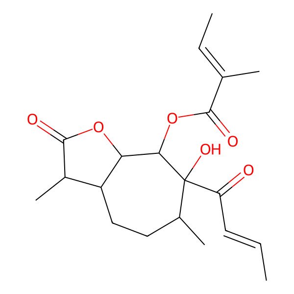 2D Structure of [(3R,3aS,6S,7S,8S,8aR)-7-[(E)-but-2-enoyl]-7-hydroxy-3,6-dimethyl-2-oxo-3a,4,5,6,8,8a-hexahydro-3H-cyclohepta[b]furan-8-yl] (Z)-2-methylbut-2-enoate