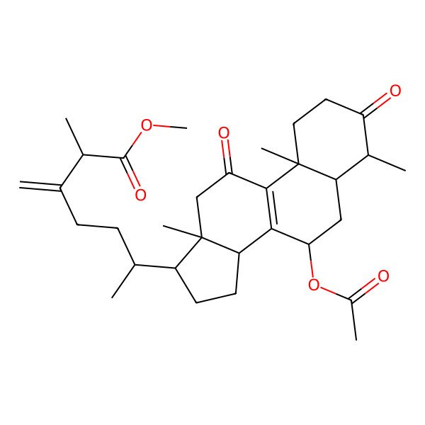 2D Structure of methyl 6-(7-acetyloxy-4,10,13-trimethyl-3,11-dioxo-2,4,5,6,7,12,14,15,16,17-decahydro-1H-cyclopenta[a]phenanthren-17-yl)-2-methyl-3-methylideneheptanoate