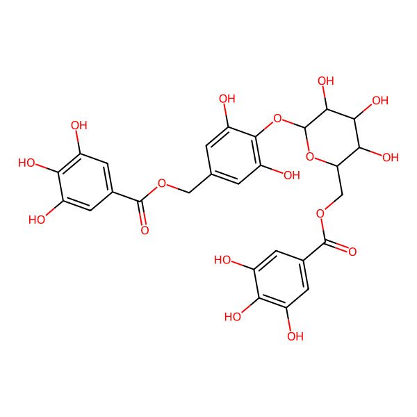 2D Structure of [6-[2,6-Dihydroxy-4-[(3,4,5-trihydroxybenzoyl)oxymethyl]phenoxy]-3,4,5-trihydroxyoxan-2-yl]methyl 3,4,5-trihydroxybenzoate