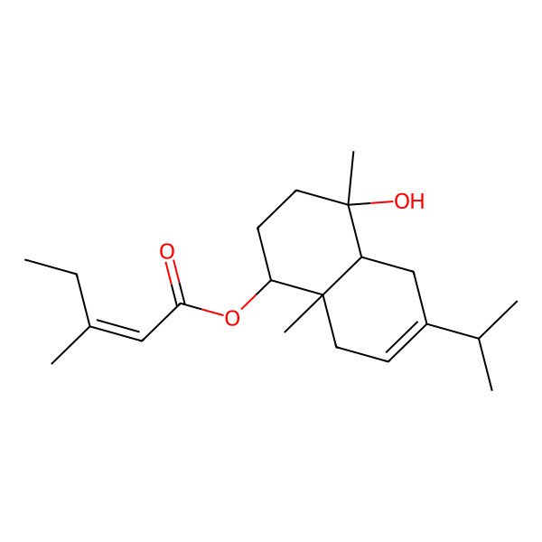 2D Structure of [(1R,4S,4aR,8aR)-4-hydroxy-4,8a-dimethyl-6-propan-2-yl-1,2,3,4a,5,8-hexahydronaphthalen-1-yl] (E)-3-methylpent-2-enoate