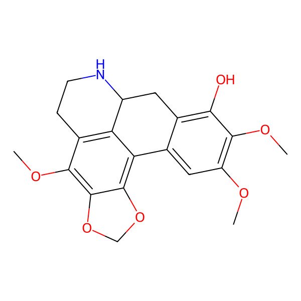 2D Structure of (12S)-7,16,17-trimethoxy-3,5-dioxa-11-azapentacyclo[10.7.1.02,6.08,20.014,19]icosa-1,6,8(20),14,16,18-hexaen-15-ol