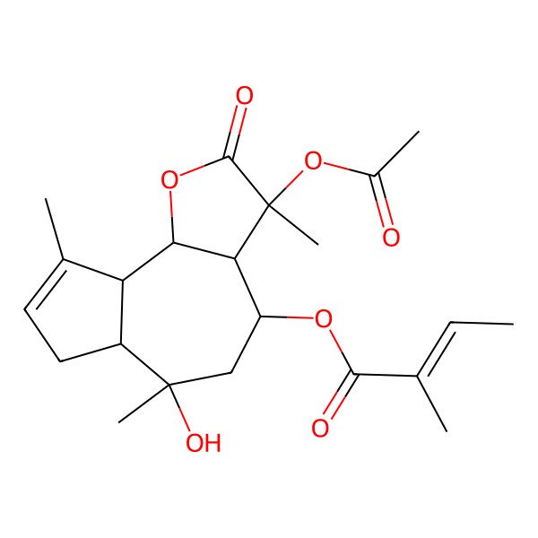 2D Structure of [(3S,3aR,4S,6S,6aS,9aS,9bS)-3-acetyloxy-6-hydroxy-3,6,9-trimethyl-2-oxo-4,5,6a,7,9a,9b-hexahydro-3aH-azuleno[4,5-b]furan-4-yl] 2-methylbut-2-enoate