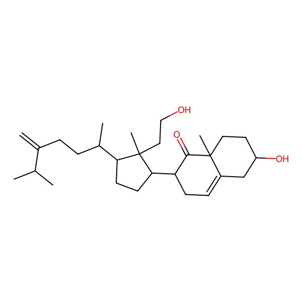 2D Structure of 6-Hydroxy-2-[2-(2-hydroxyethyl)-2-methyl-3-(6-methyl-5-methylideneheptan-2-yl)cyclopentyl]-8a-methyl-2,3,5,6,7,8-hexahydronaphthalen-1-one
