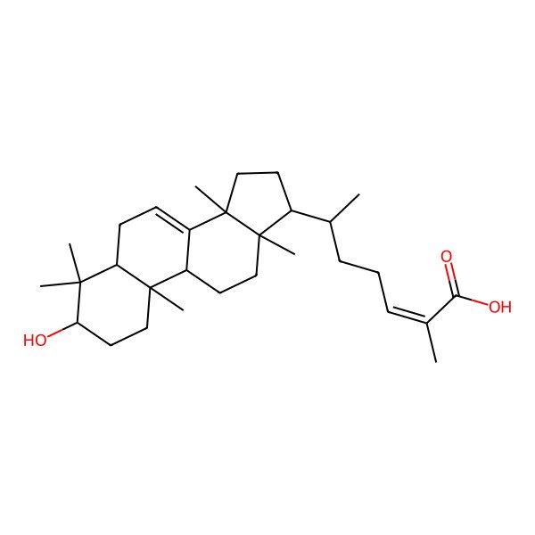 2D Structure of (E,6S)-6-[(3R,5R,9S,10R,13S,14S,17S)-3-hydroxy-4,4,10,13,14-pentamethyl-2,3,5,6,9,11,12,15,16,17-decahydro-1H-cyclopenta[a]phenanthren-17-yl]-2-methylhept-2-enoic acid
