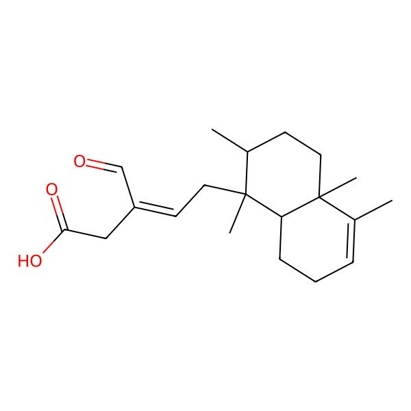 2D Structure of (E)-5-[(1S,2R,4aR,8aR)-1,2,4a,5-tetramethyl-2,3,4,7,8,8a-hexahydronaphthalen-1-yl]-3-formylpent-3-enoic acid