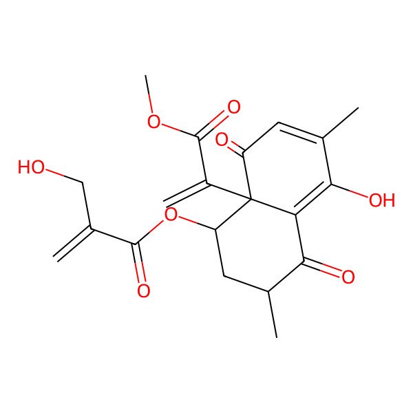 2D Structure of [5-hydroxy-8a-(3-methoxy-3-oxoprop-1-en-2-yl)-3,6-dimethyl-4,8-dioxo-2,3-dihydro-1H-naphthalen-1-yl] 2-(hydroxymethyl)prop-2-enoate