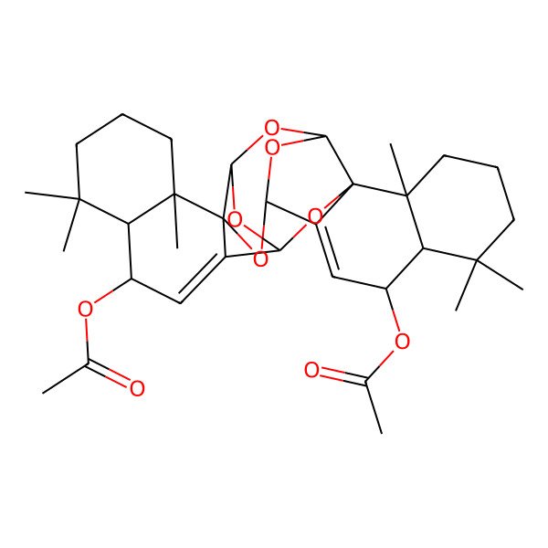 2D Structure of [(1S,3S,4S,9S,10S,13S,15S,17S,18S,19S,24S,25S)-25-acetyloxy-4,8,8,19,23,23-hexamethyl-2,14,16,28,29-pentaoxaoctacyclo[15.10.1.113,18.03,12.03,15.04,9.018,27.019,24]nonacosa-11,26-dien-10-yl] acetate