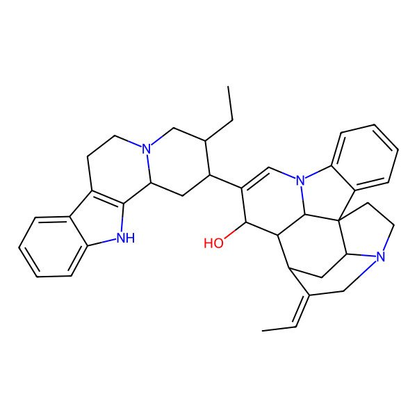 2D Structure of (1R,11R,12R,13R,14E,19S,21S)-10-[(2S,3R,12bS)-3-ethyl-1,2,3,4,6,7,12,12b-octahydroindolo[2,3-a]quinolizin-2-yl]-14-ethylidene-8,16-diazahexacyclo[11.5.2.11,8.02,7.016,19.012,21]henicosa-2,4,6,9-tetraen-11-ol