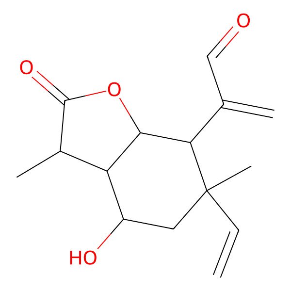 2D Structure of 2-[(3S,3aR,4S,6S,7R,7aR)-6-ethenyl-4-hydroxy-3,6-dimethyl-2-oxo-3,3a,4,5,7,7a-hexahydro-1-benzofuran-7-yl]prop-2-enal