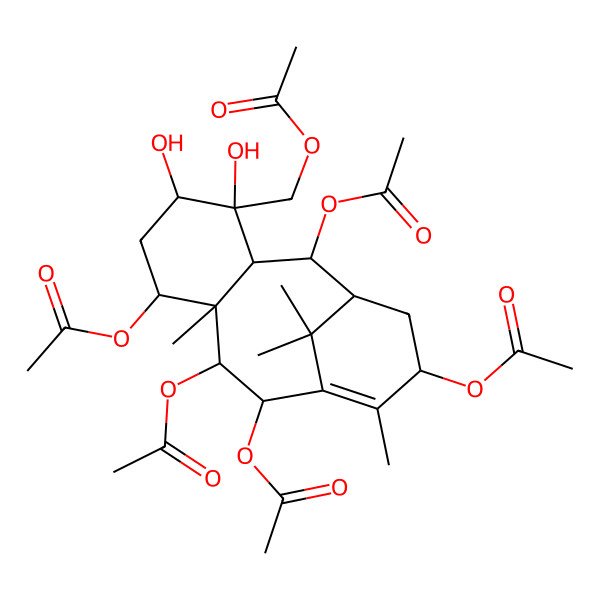 2D Structure of [(1R,2R,3R,4S,5S,7S,8S,9R,10R,13S)-2,7,9,10,13-pentaacetyloxy-4,5-dihydroxy-8,12,15,15-tetramethyl-4-tricyclo[9.3.1.03,8]pentadec-11-enyl]methyl acetate