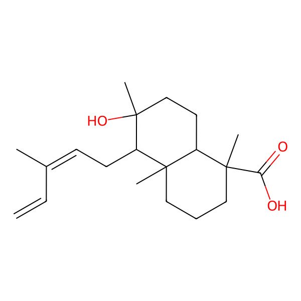 2D Structure of 6-hydroxy-1,4a,6-trimethyl-5-(3-methylpenta-2,4-dienyl)-3,4,5,7,8,8a-hexahydro-2H-naphthalene-1-carboxylic acid