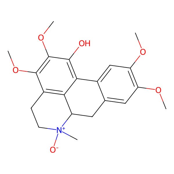 2D Structure of (6S,6aR)-2,3,9,10-tetramethoxy-6-methyl-6-oxido-5,6,6a,7-tetrahydro-4H-dibenzo[de,g]quinolin-6-ium-1-ol