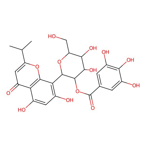 2D Structure of [2-(5,7-Dihydroxy-4-oxo-2-propan-2-ylchromen-8-yl)-4,5-dihydroxy-6-(hydroxymethyl)oxan-3-yl] 3,4,5-trihydroxybenzoate
