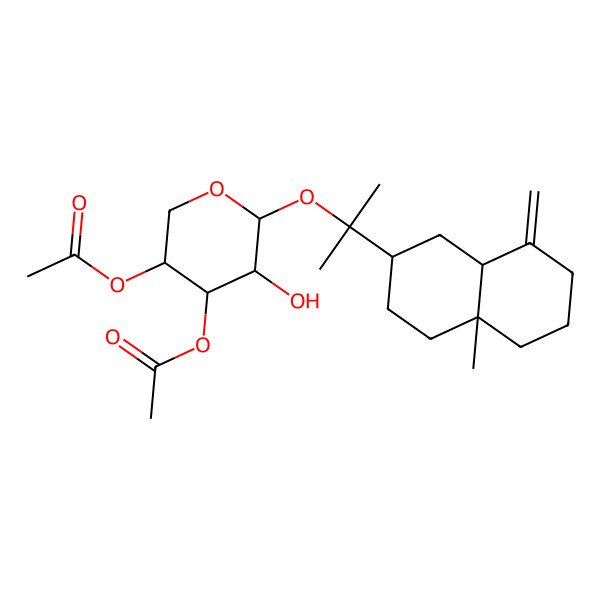 2D Structure of [(3R,4S,5S,6R)-6-[2-[(2R,4aR,8aS)-4a-methyl-8-methylidene-1,2,3,4,5,6,7,8a-octahydronaphthalen-2-yl]propan-2-yloxy]-4-acetyloxy-5-hydroxyoxan-3-yl] acetate