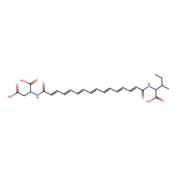 2D Structure of 2-[[16-[(1-Carboxy-2-methylbutyl)amino]-16-oxohexadeca-2,4,6,8,10,12,14-heptaenoyl]amino]butanedioic acid