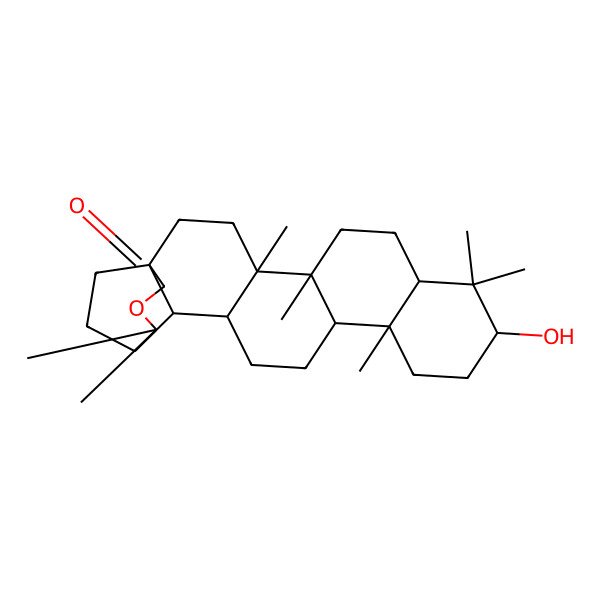 2D Structure of (1S,4R,5R,8R,10S,13R,14R,17R,18S,19S)-10-hydroxy-4,5,9,9,13,20,20-heptamethyl-21-oxahexacyclo[17.3.2.01,18.04,17.05,14.08,13]tetracosan-22-one
