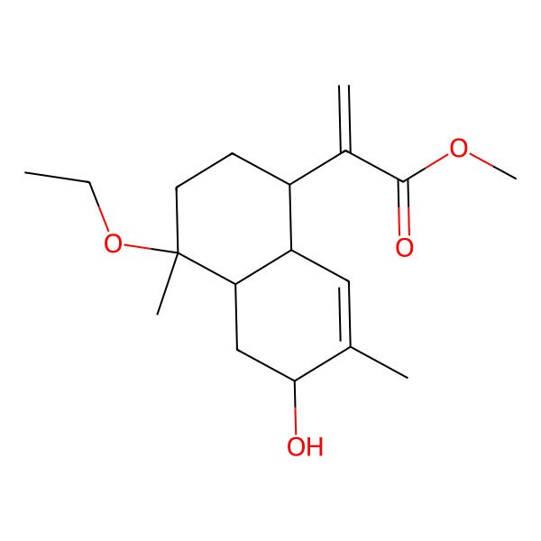 2D Structure of methyl 2-[(1R,4R,4aR,6S,8aR)-4-ethoxy-6-hydroxy-4,7-dimethyl-2,3,4a,5,6,8a-hexahydro-1H-naphthalen-1-yl]prop-2-enoate