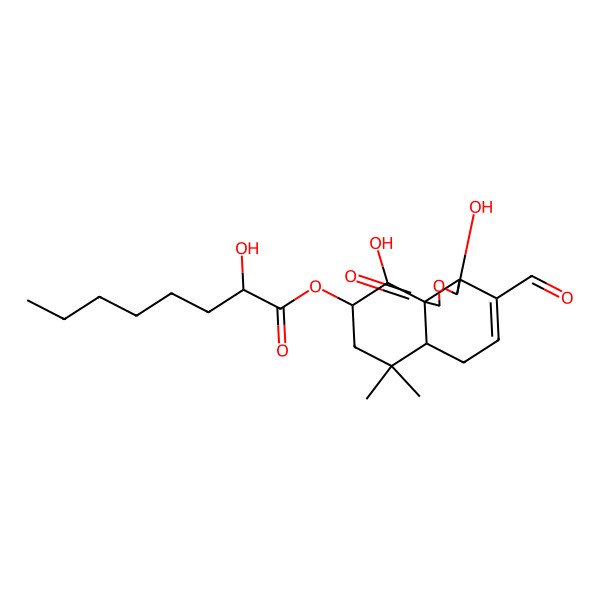 2D Structure of [(3S,3aS,6aS,9S,10R,10aR)-4-formyl-3,10-dihydroxy-7,7-dimethyl-1-oxo-3a,6,6a,8,9,10-hexahydro-3H-benzo[d][2]benzofuran-9-yl] 2-hydroxyoctanoate