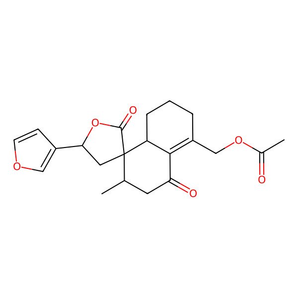 2D Structure of [5'-(Furan-3-yl)-6-methyl-2',8-dioxospiro[2,3,4,4a,6,7-hexahydronaphthalene-5,3'-oxolane]-1-yl]methyl acetate