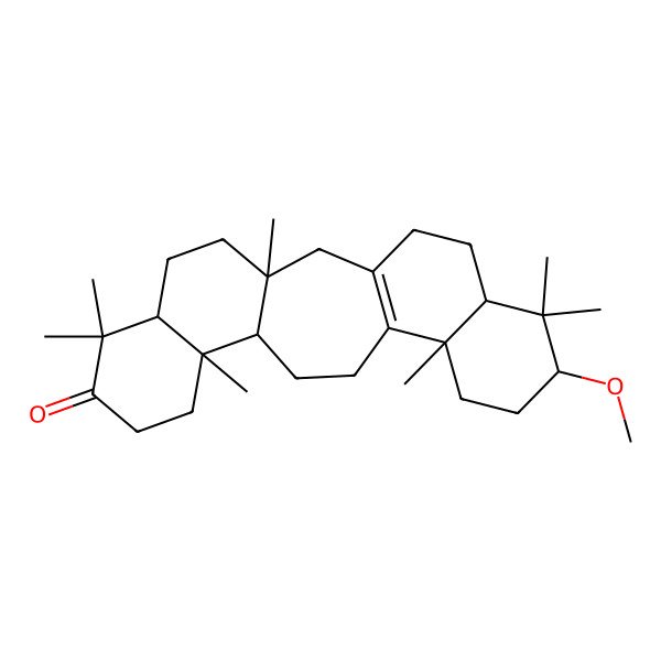 2D Structure of (3S,6S,11R,12R,16S,19S,21R)-19-methoxy-3,7,7,11,16,20,20-heptamethylpentacyclo[13.8.0.03,12.06,11.016,21]tricos-1(15)-en-8-one
