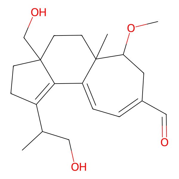 2D Structure of 3a-(Hydroxymethyl)-1-(1-hydroxypropan-2-yl)-6-methoxy-5a-methyl-2,3,4,5,6,7-hexahydrocyclohepta[e]indene-8-carbaldehyde