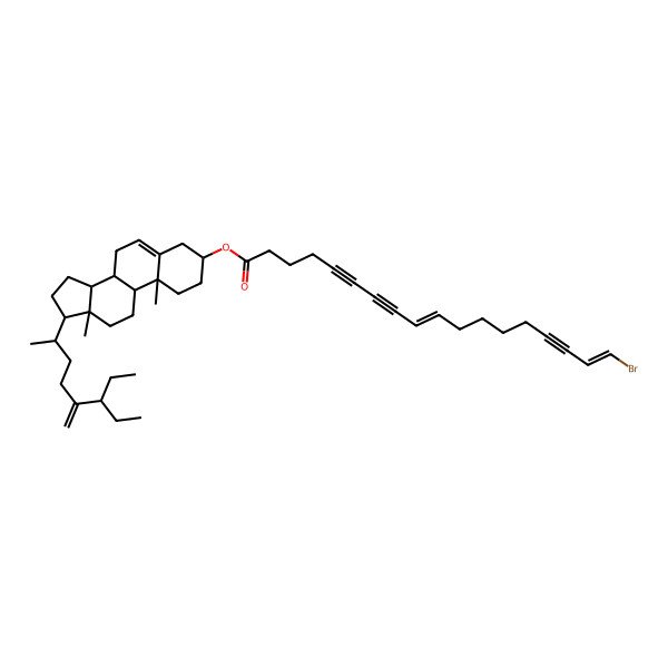 2D Structure of [(3R,8S,9S,10R,13R,14S,17R)-17-[(2R)-6-ethyl-5-methylideneoctan-2-yl]-10,13-dimethyl-2,3,4,7,8,9,11,12,14,15,16,17-dodecahydro-1H-cyclopenta[a]phenanthren-3-yl] (9E,17E)-18-bromooctadeca-9,17-dien-5,7,15-triynoate