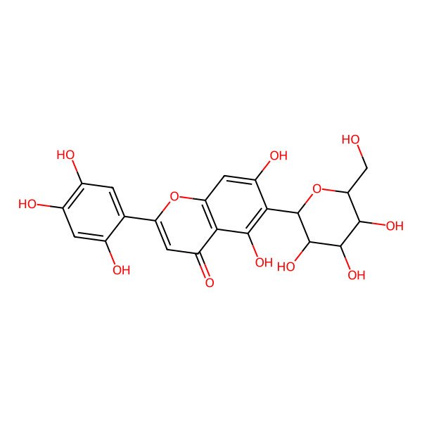 2D Structure of 5,7-dihydroxy-6-[(2S,3R,4R,5S,6S)-3,4,5-trihydroxy-6-(hydroxymethyl)oxan-2-yl]-2-(2,4,5-trihydroxyphenyl)chromen-4-one