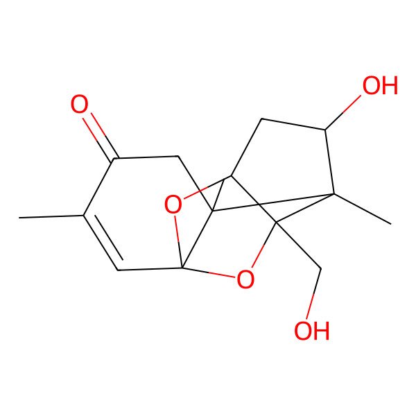 2D Structure of 8-Hydroxy-11-(hydroxymethyl)-3,6,7-trimethyl-12,13-dioxatetracyclo[8.2.1.01,6.07,11]tridec-2-en-4-one