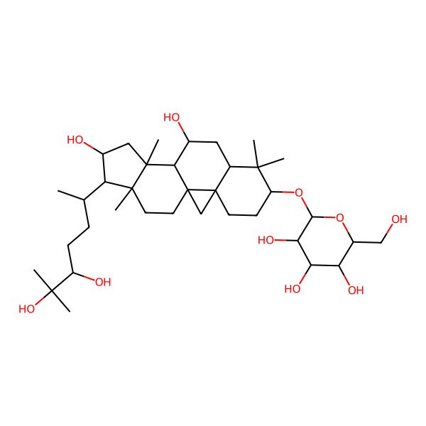 2D Structure of 2-[[15-(5,6-Dihydroxy-6-methylheptan-2-yl)-10,14-dihydroxy-7,7,12,16-tetramethyl-6-pentacyclo[9.7.0.01,3.03,8.012,16]octadecanyl]oxy]-6-(hydroxymethyl)oxane-3,4,5-triol