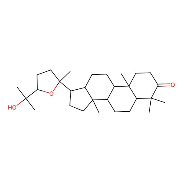 2D Structure of (5S,8R,9S,10R,13R,14R,17S)-17-[(2S,5S)-5-(2-hydroxypropan-2-yl)-2-methyloxolan-2-yl]-4,4,10,14-tetramethyl-2,5,6,7,8,9,11,12,13,15,16,17-dodecahydro-1H-cyclopenta[a]phenanthren-3-one